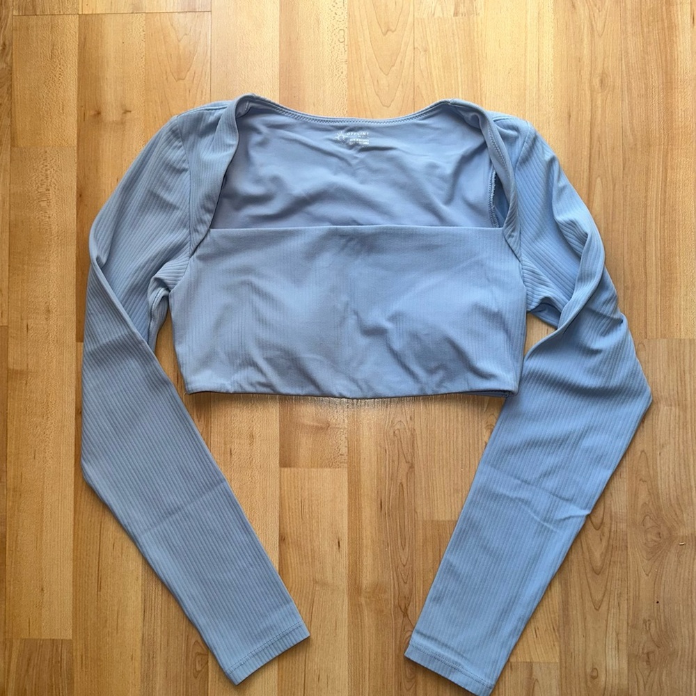 Aerie Blue Long Sleeve Crop Top